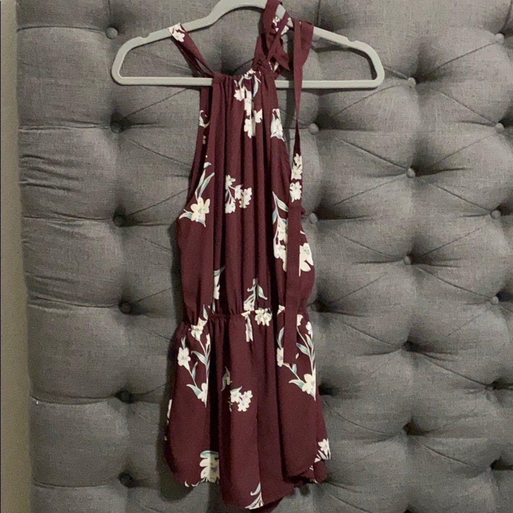 Rustic Royals Maroon Tie Romper